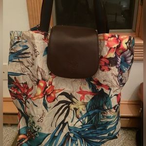 Sharif Leather Nylon Tropical Print